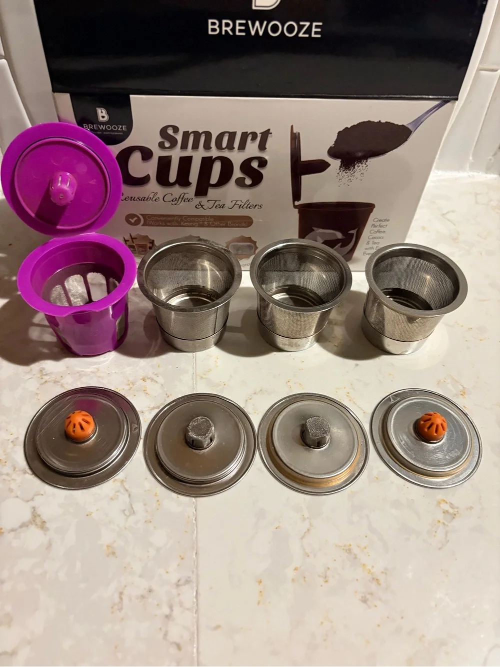 Reusable coffee and tea filters lot 4 total stainless steel and BPA free plastic